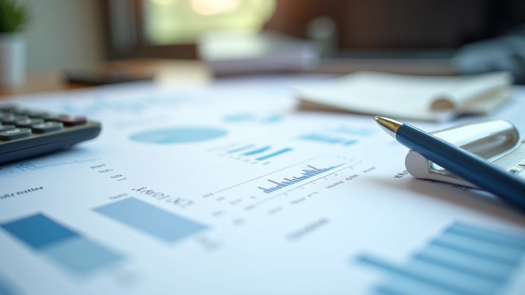 Financial documents and analysis materials organized on workspace for studying corporate statements