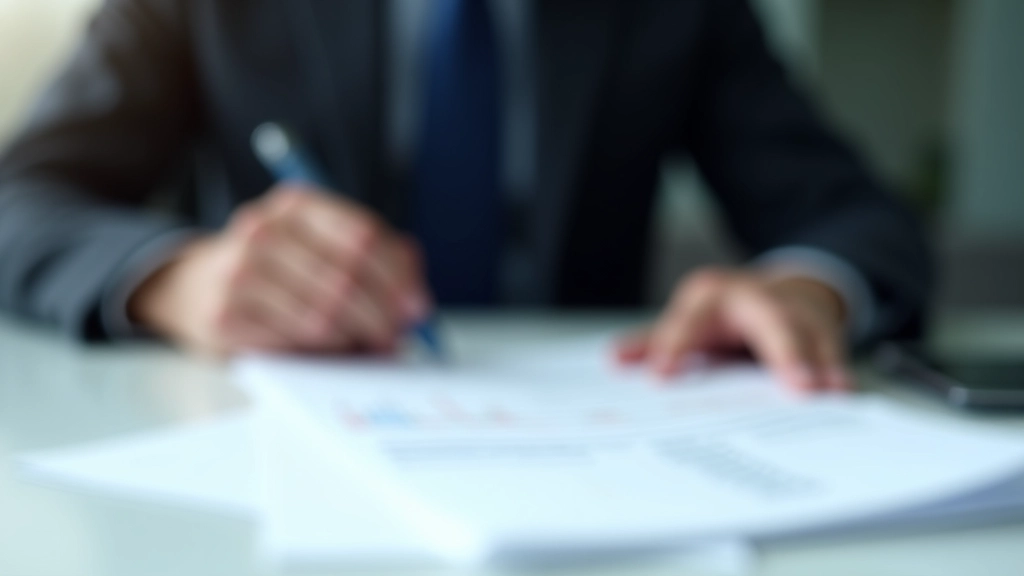 Business professional reviewing balance sheet with current assets and liabilities sections clearly visible and annotated